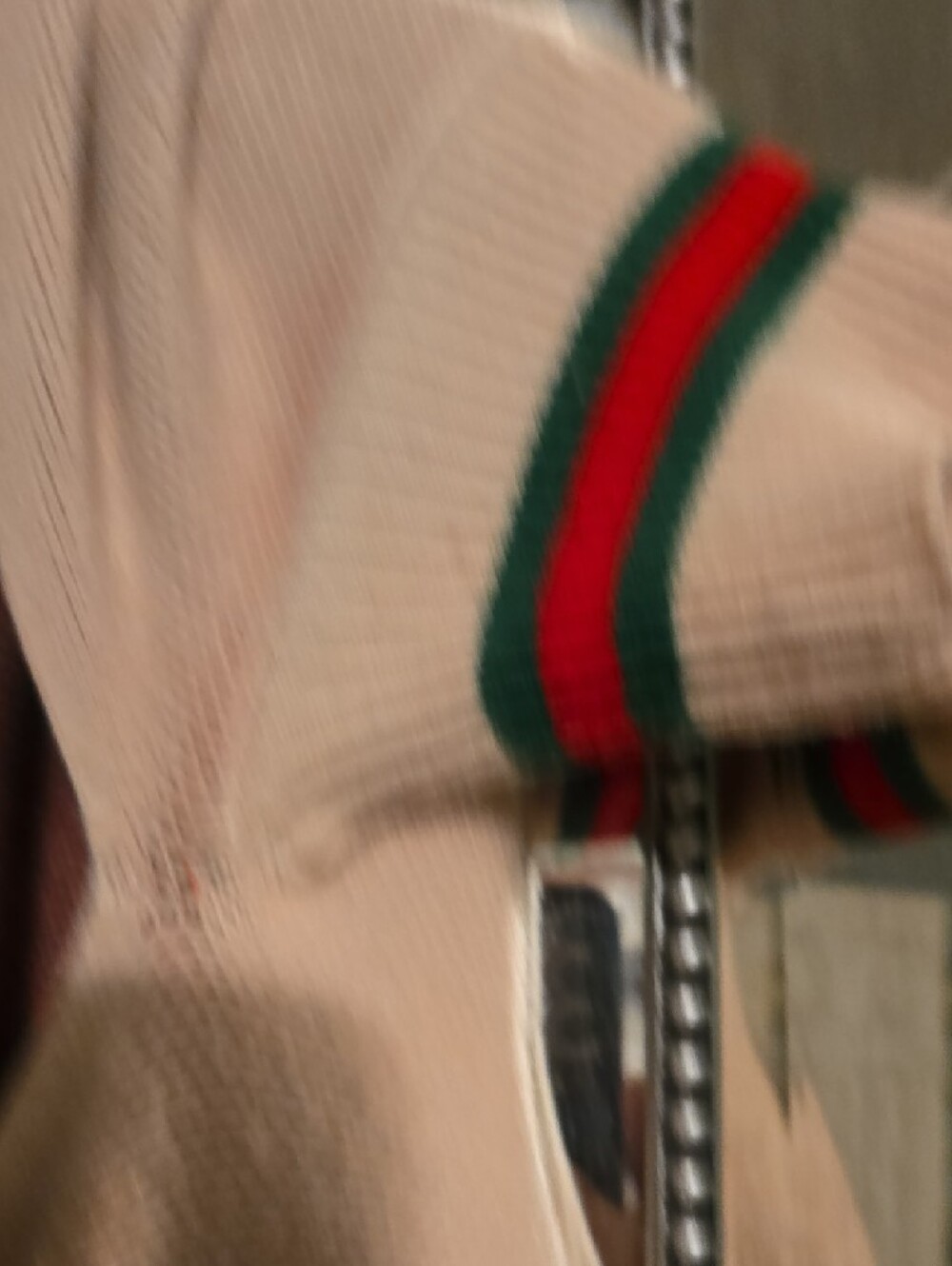 Beige Fringe Cape Poncho with Green & Red Stripes - Picture 4 of 7